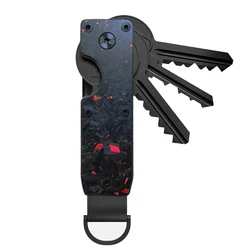 Sleek & Stylish Key Organizer - Compact Metallic Key Holder | Minimalist & Innovative Design | Securely Holds Multiple Keys (Red carbon)