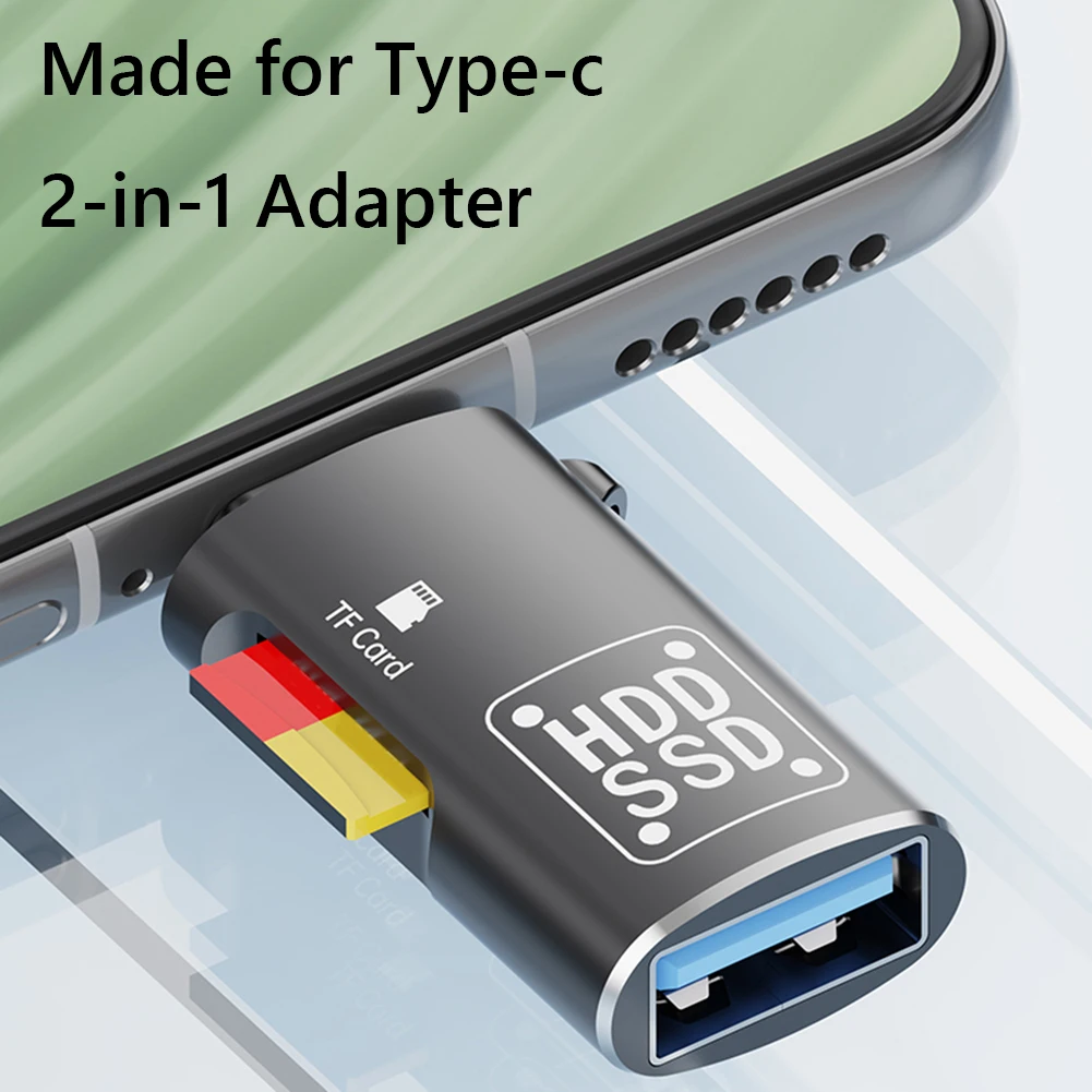 랜야드 OTG C타입 USB 암 + TF 콤보 어댑터, 휴대폰 카드 리더, PC 노트북 액세서리, 2 in 1 고속 카드 리더