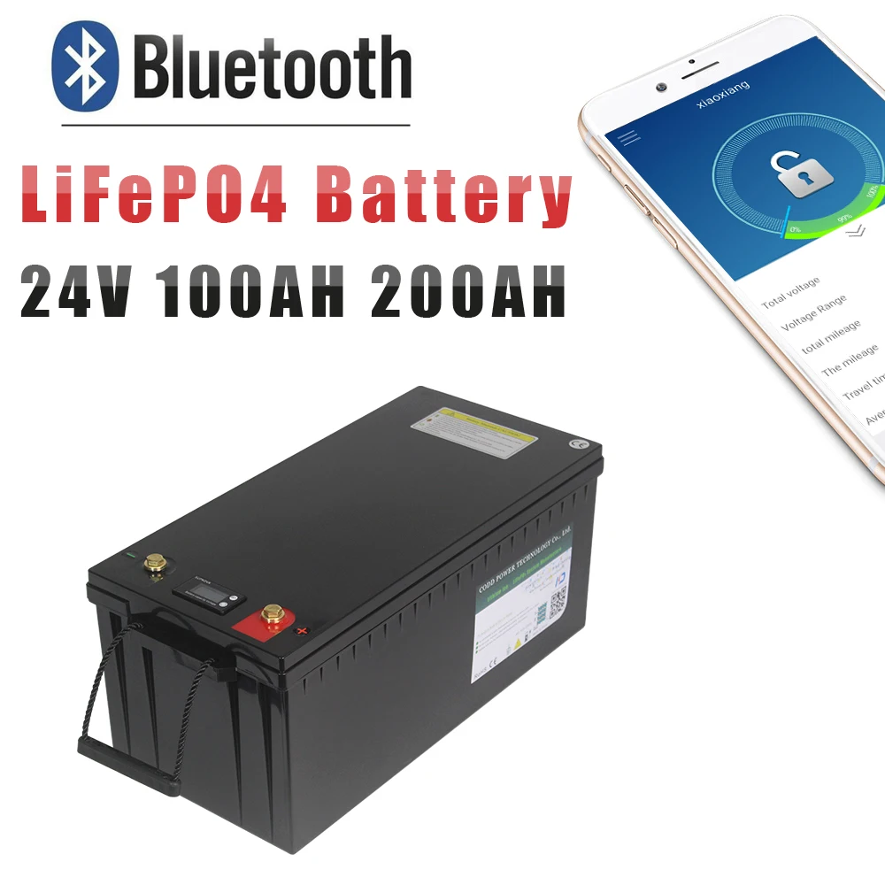 24V 25.6V 100AH 200AH LiFePO4 Battery Bluetooth BMS FOR Solar RV