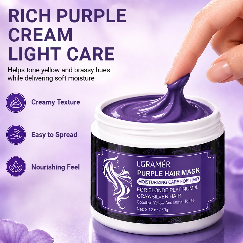 Vibrant Purple Hair Mask - Neutralizes Yellow Tones & Deeply Moisturizes for Radiant Blonde, Bleached, and Silver Hair