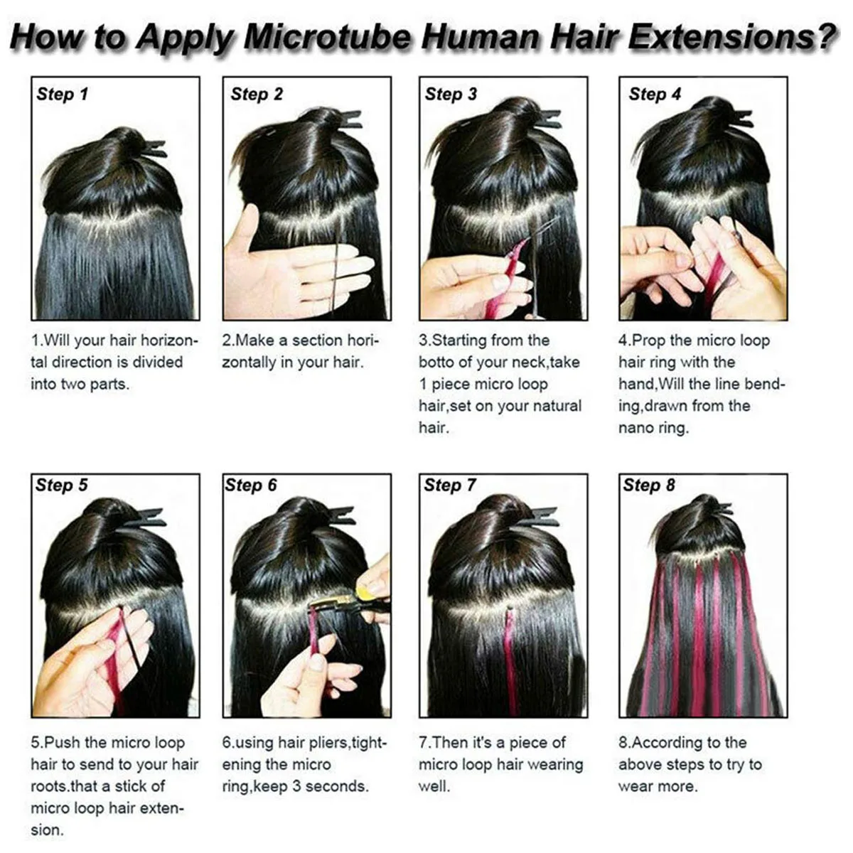 Hair Extensions Beads Tools Kit Extensions Micro Pulling Needle Loop Threader 500 Pieces Silicone Lined Micro Rings hair extensions tools