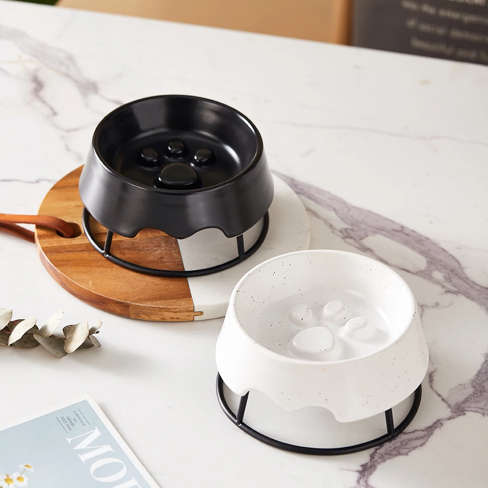 Set Of 2ceramic Raised Cat Bowl, Elevated Cats Bowl For Food And Water