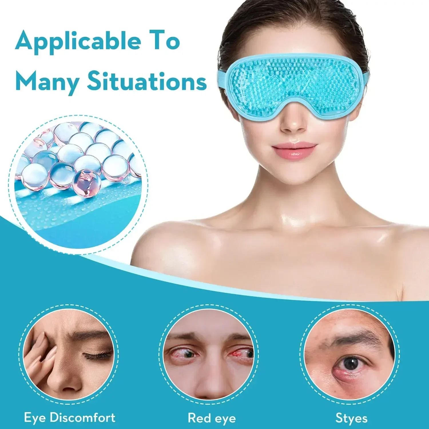 PVC Eye Mask Cooling Eye Mask Hot Cold Compress Gel Beads Eye Mask for Puffy Eyes Dark Circles Reduce Eyes Dry Sleep Eyes Mask