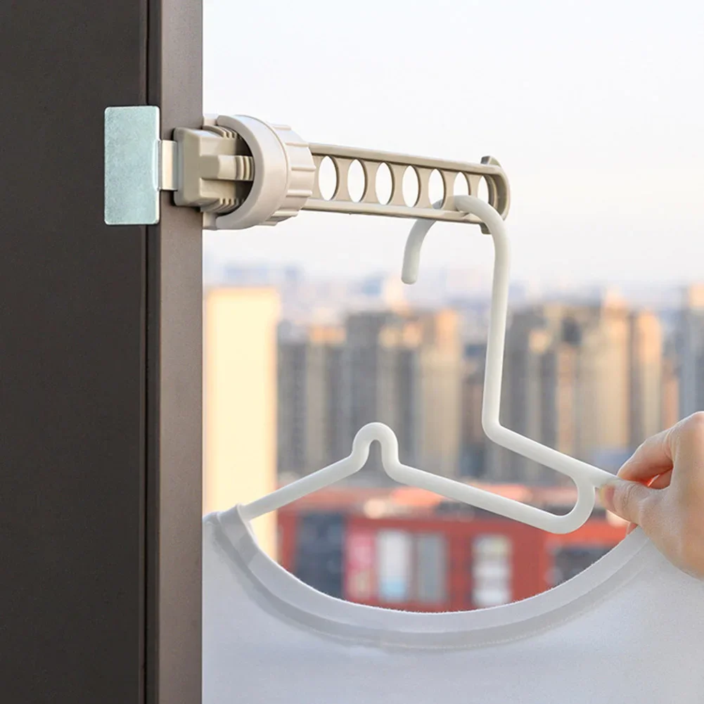 3pcs Window frame clothes hanger buckle type porous window balcony portable clothes hanger adjustable clothes hanger 3