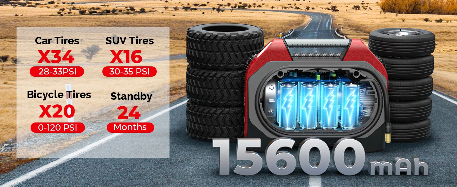 New ETENWOLF S6SE Portable Air Compressor 100% Duty Cycle & Dual Cylinder 19200 mAh Car Tire Inflator Bicycle pump Air pump S49293280f43c4c93b7dac31567a1ea3ay