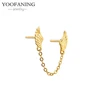YUXINTOME 1 PC 925 en argent Sterling aiguille d'oreille coloré Zircon chaîne gland boucles d'oreilles pour les femmes deux trous boucle d'oreille bijoux A45