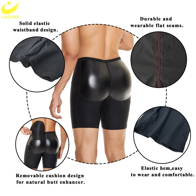 LAZAWG Men Push Up Booty Lifting Panty with Pads Tummy Control Hip Enhancer  Shorts Butt Lifter Underwear Slimming Shapewear - AliExpress
