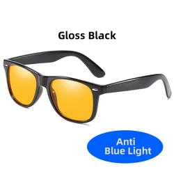 Classic Square Blue Light Blocking Glasses - Yellow Lens Eyewear (Black)