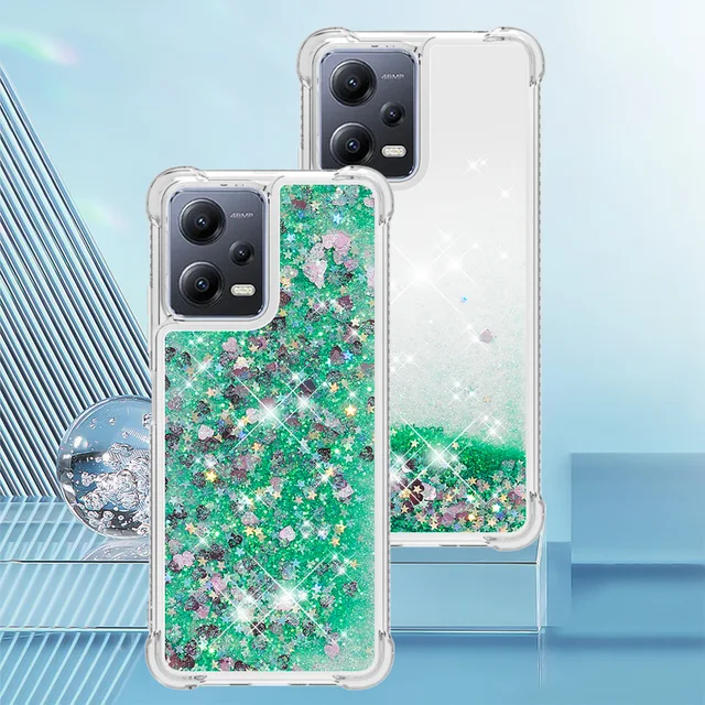 Funda con purpurina líquida de arena movediza para Xiaomi Redmi Note 12 Pro  5G, fundas a prueba de golpes, cubierta transparente suave, Note 12 4G, Note  12 Pro