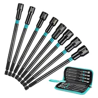 Libraton 8PCS Magnetic Nut Driver Set Metric Long Nut Drivers Impact Drill Long Shank Nut Driver Bits Hex Shank Long Power Bits 1