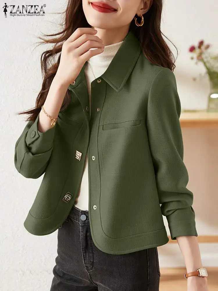 Blazer Donna Colore Solido Con Tasche - Giacca Da Abito Elegante Per Ufficio E Cerimonie - 2