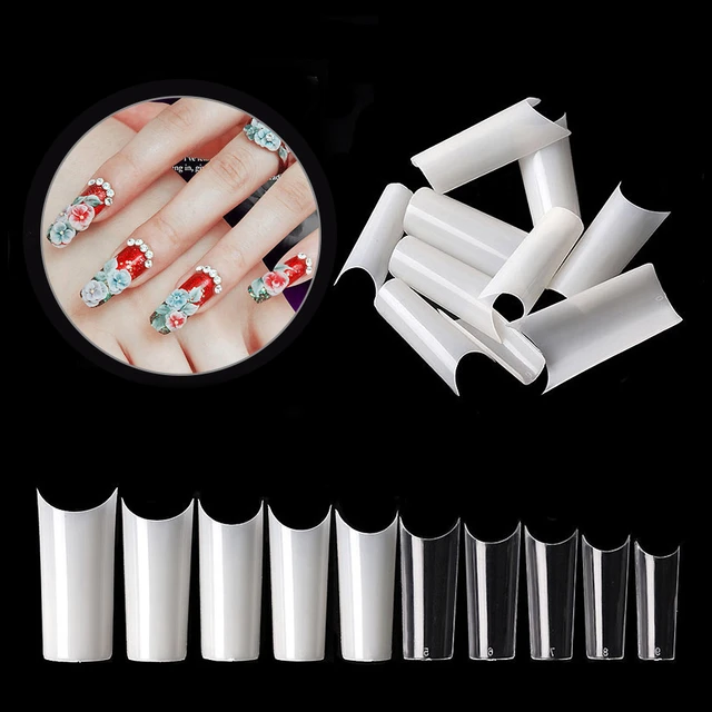 XXL No C Curve Coffin Nail Tips for Acrylic Nails -600 Pcs None C Curve 2Xl  Extra Long Nail Tips WOWITIS Half Cover Coffin False Nails Tips Clear Fake  Nail Tips with