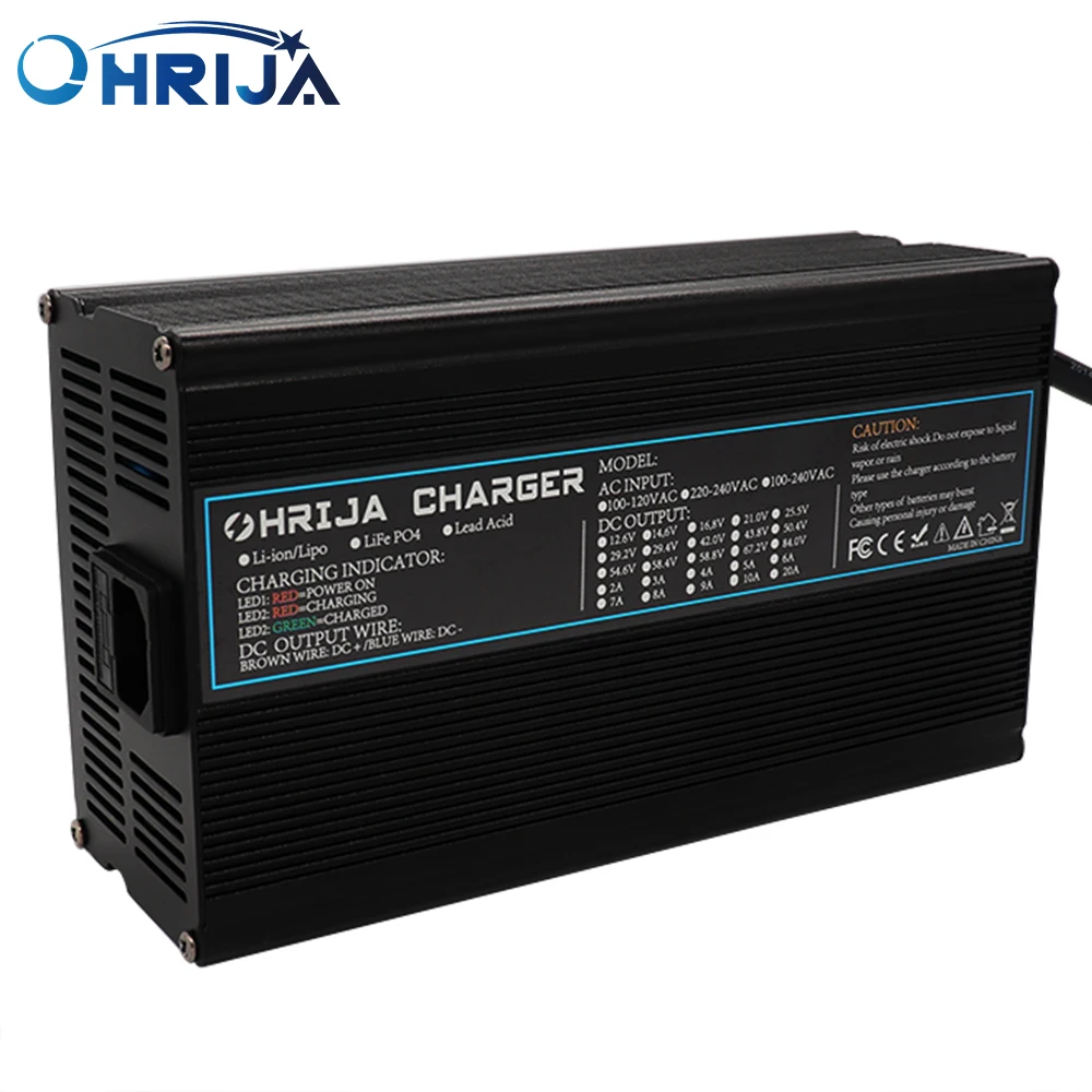 

OHRIJA 67.2V 12A Charger Smart Aluminum Case Is Suitable For 16S 59.2V Outdoor Lithium Battery Robot Safe And Stable