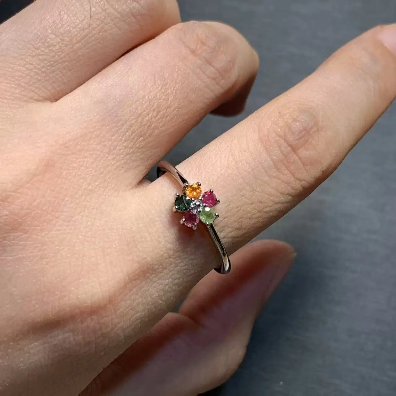 New Arrival Natural Tourmaline Stone Rings Female  Jewelry For Women Gift Copper Cute