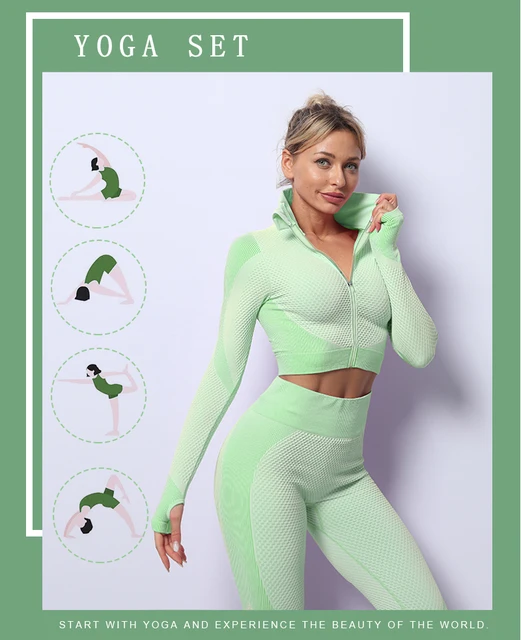 2/3PCS Seamless Women Yoga Set Workout Sportswear Gym Clothing Fitness Long  Sleeve Crop Top High Waist Leggings Sports Suits - AliExpress