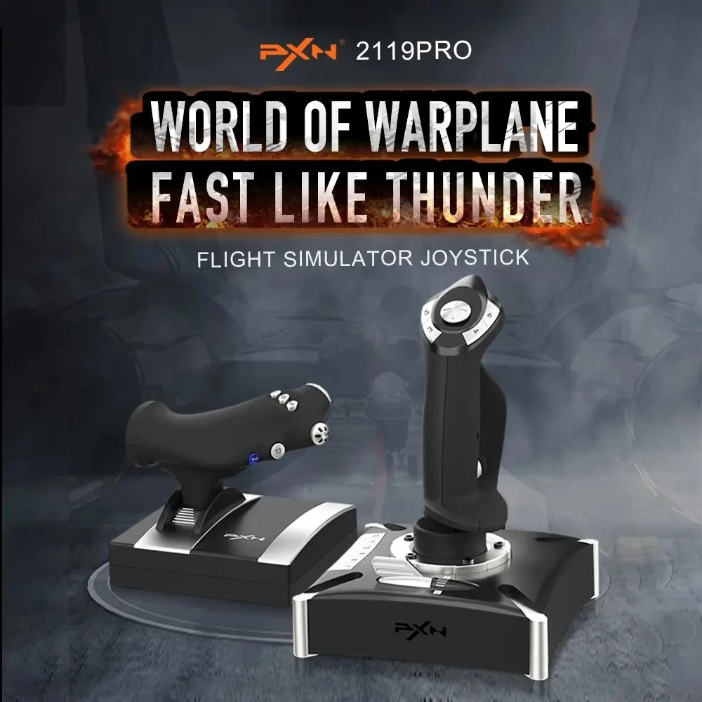 Détail des commandes du PXN 2119 PRO Joystick de Vol - Simulation Réaliste pour PC, PS4 et Xbox One : gâchette, boutons et interrupteurs