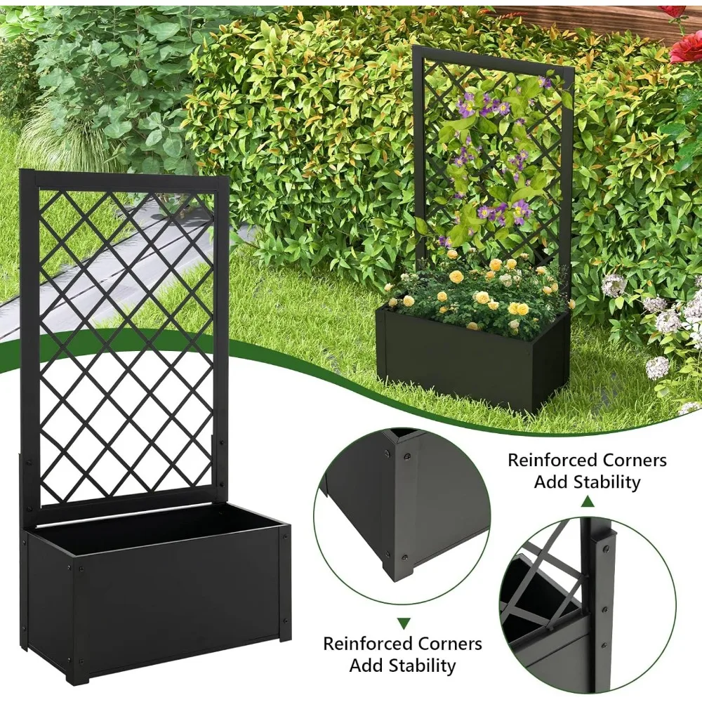 Raised Garden Bed with Trellis, 44" Vertical Planter 6