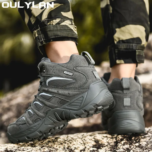 Oulylan 2024 Tactical Boots Men Breathable Military Shoes Combat Ankle Leather Army Boots For Men Outdoor Hunting Sneaker 1