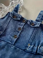 Robe barboteuse en Denim pour bébé fille, salopette dos nu, vêtements à la mode pour enfants 3