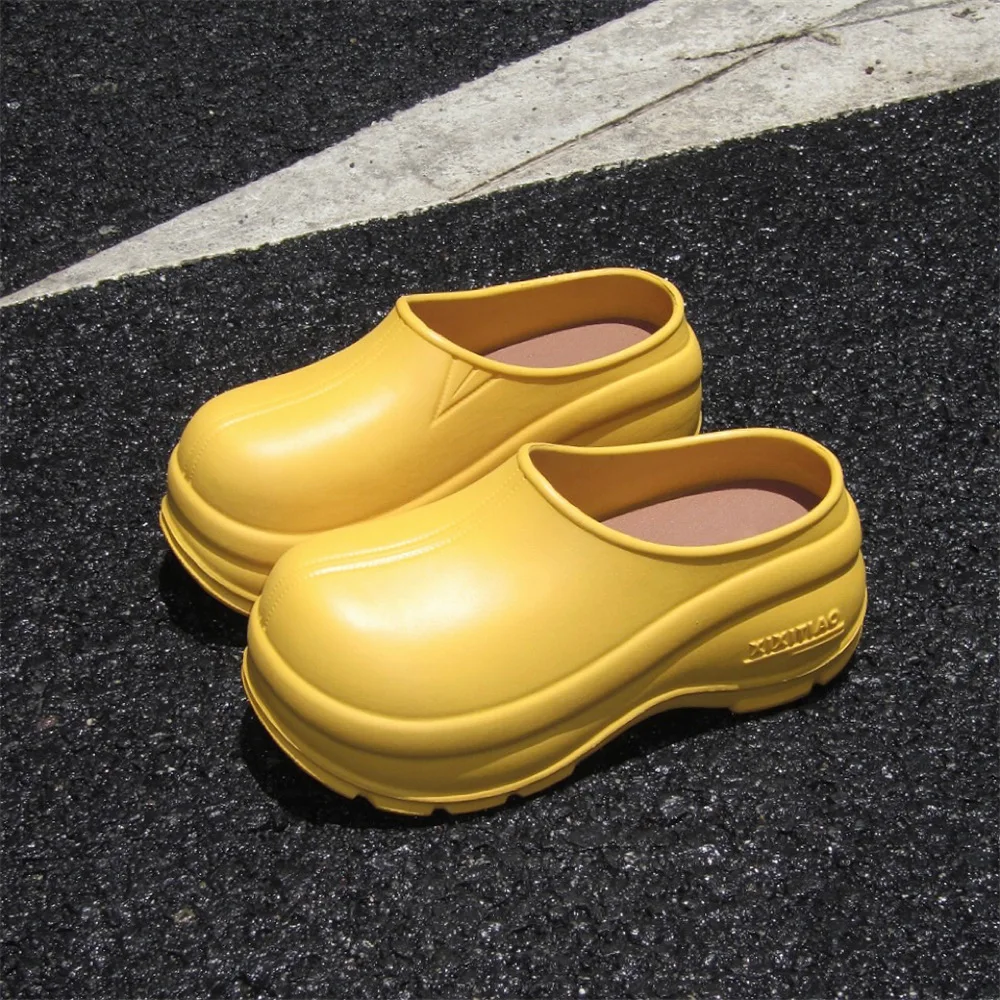 Koreanischen Stil Plattform Hausschuhe Für Frauen Sommer Herbst Keile Schuhe Dicke Sohle Weibliche Innen Straße Clogs Close Toe Sandalen – Detail 7