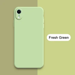 Premium Square Liquid Silicone Shockproof Phone Case with 360-Degree Camera Protection for iPhone 6 or 6 s (Fresh Green)