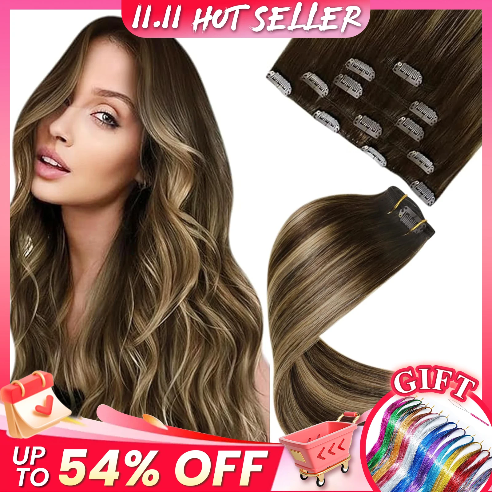 LaaVoo Clip in Hair Extensions 100% Real Human Hair Natural Straight Real Remy Double Weft Clip in Extensions Full Head 80G&105G hair extensions