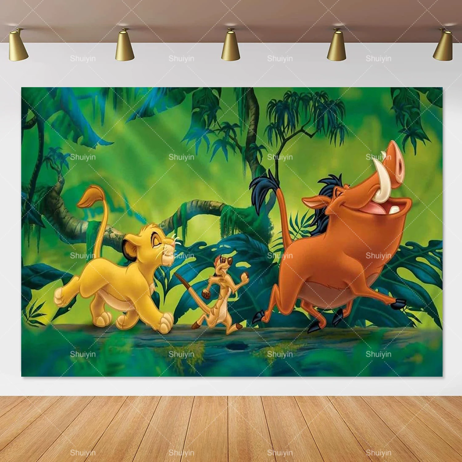 Simba's Jungle Celebration Backdrop - Tropical Birthday Party Decor Banner