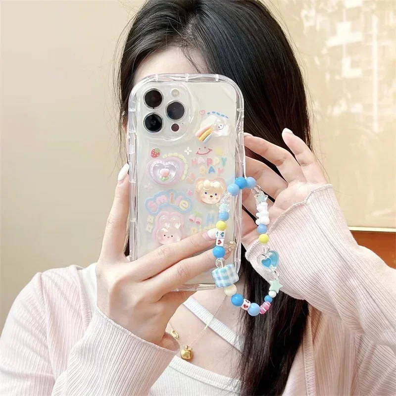 Korean 3D Bear Phone Chain Lanyard Case for iPhone 6