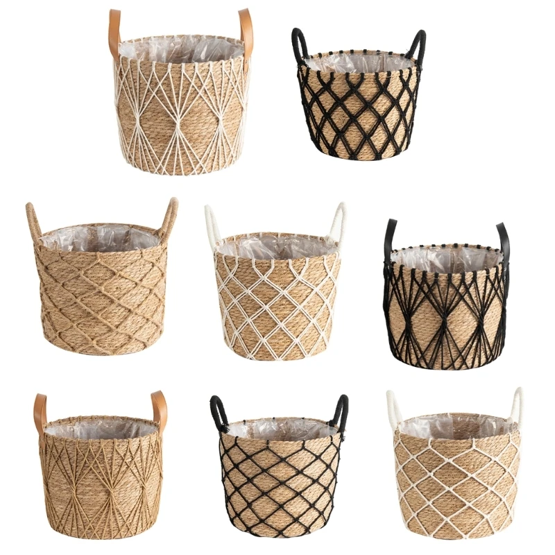 

Hand Woven Storage Rack Flower Baskets Plant Pot SucculentsOrganizer for Balcony