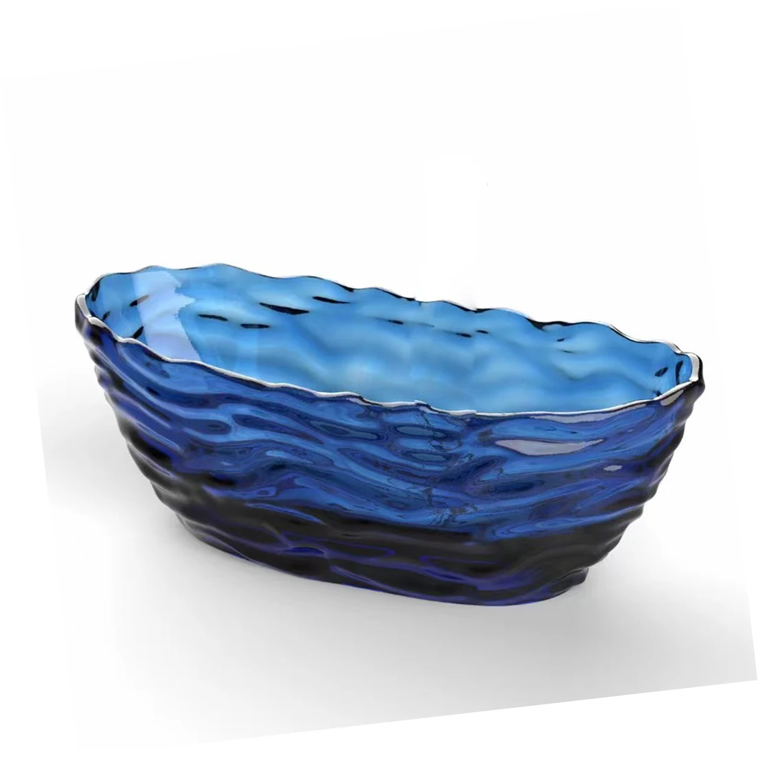 1750x785x640mm Oval Resin Ripple Bathtub Freestanding Floor Mounted Navy Blue Tansparent Tub BV001-3 4