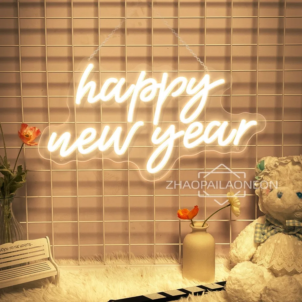 Happy New Year Neon Sign Led Light Party Decor Wall Art Neon Light Led Signs Room Decor Bar Shop Cafe Restaurant Decortive Light