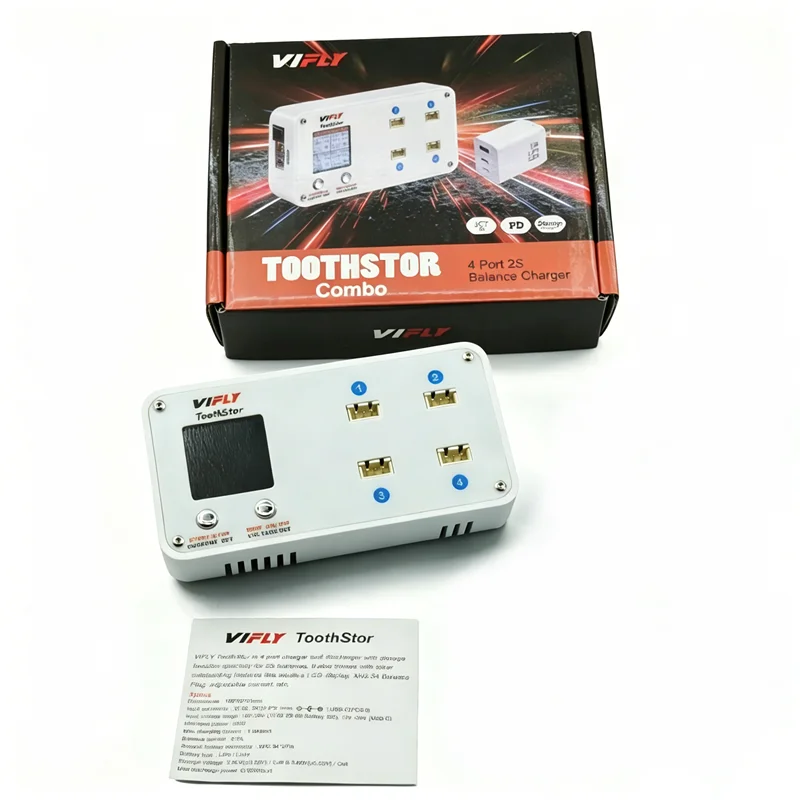Зарядное устройство VIFLY ToothStor 2S, 4-канальное, интеллектуальное и безопасное, с BT3.0 или без него thumbnail 3