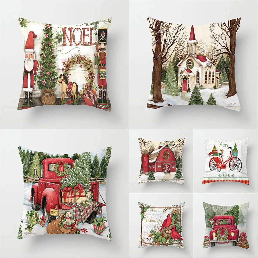 

Рождественская декоративная подушка для дивана в гостиной