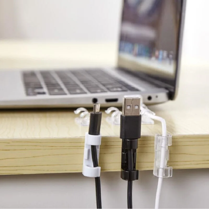 Cable Organizer Clips Cable Management Desktop Workstation ABS Wire Manager Cord Holder USB Charging Data Line Bobbin Winder