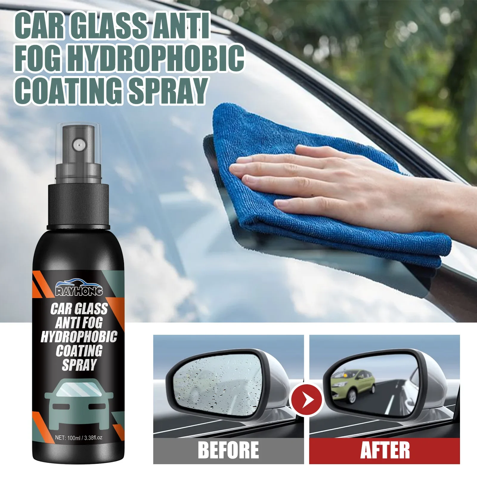 

Water Repellent Spray Anti Rain Coating For Car Glass Hydrophobic Anti-rain Car Liquid Windshield Mirror Mask Auto Polish Kit