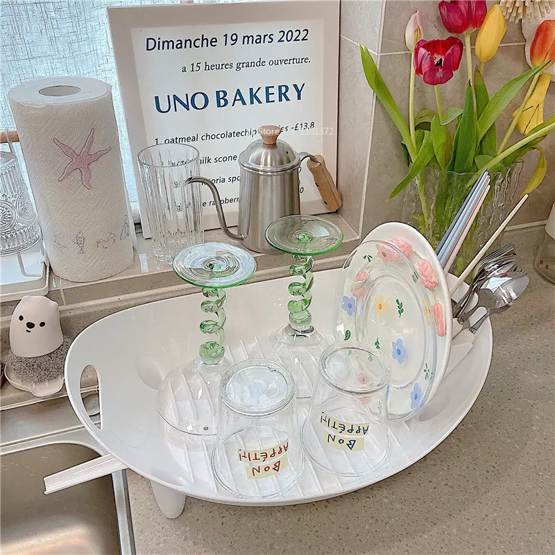 Household Bowl Rack Drain Basket Cup Rack Kitchen Fruit Food Storage Basket Countertop Storage Put Tableware