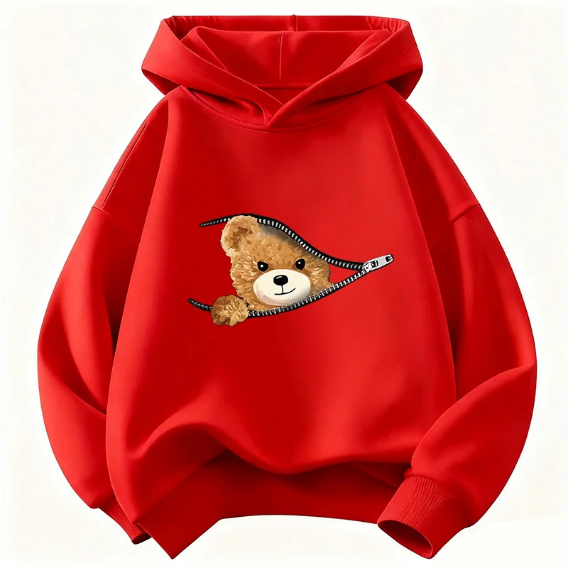 Cute Fashion Bear Funny Hoodie Kids Children's Sweatshirt Hoody for Boys Girls Casual Hoodies Hip Hop Clothes - 4
