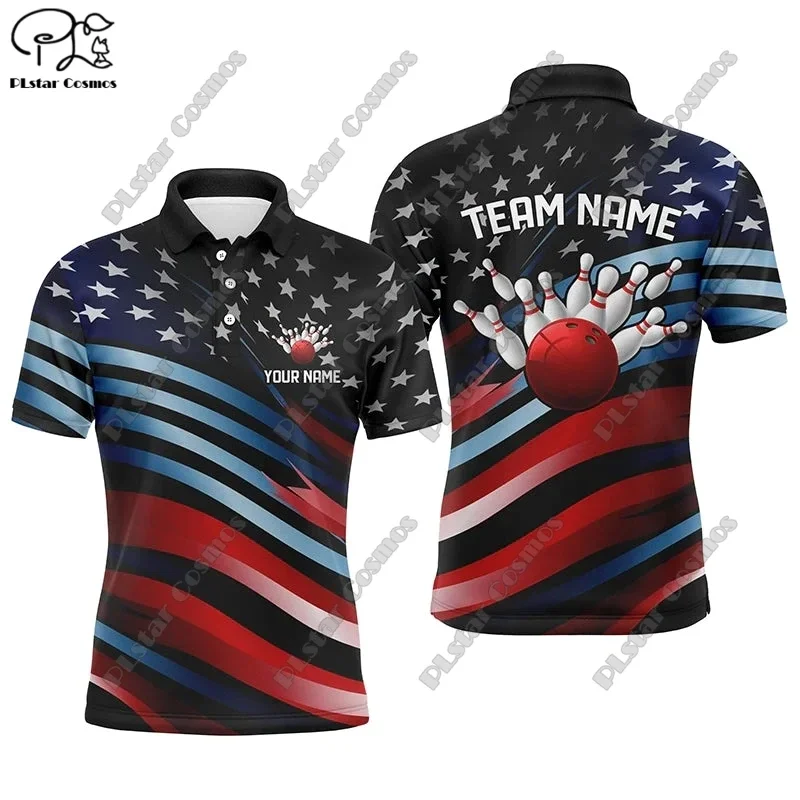 

Bowling Flame Smoke Custom Name 3D POLO Shirt Summer T-Shirt Unisex Gift Indoor Sports Collection 13