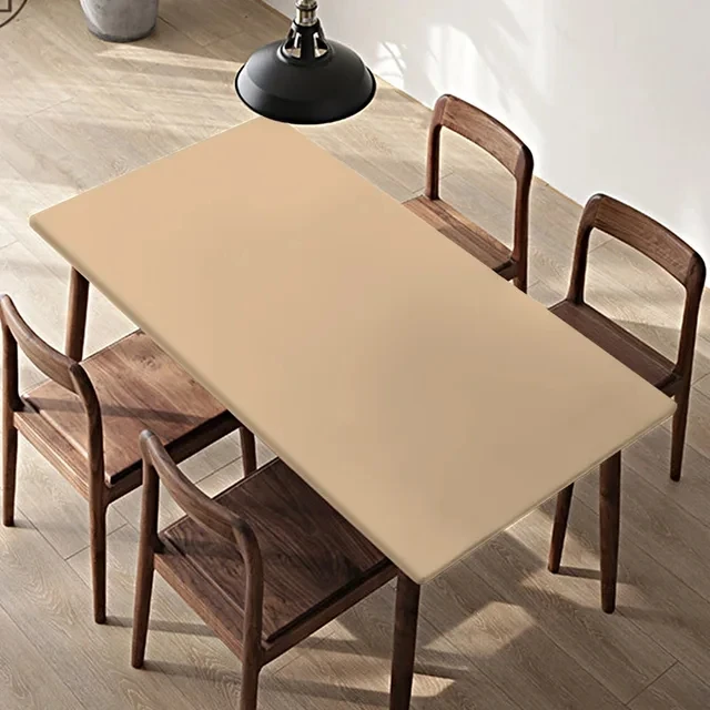 

Solid Color Fitted Rectangle Tablecloth Washable Black Waterproof Polyester Table Cover Elastic Edge Kitchen Dining Picnic Party