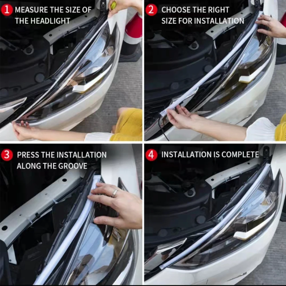 2PCS DRL Car Daytime Running Light LED Flexible Waterproof