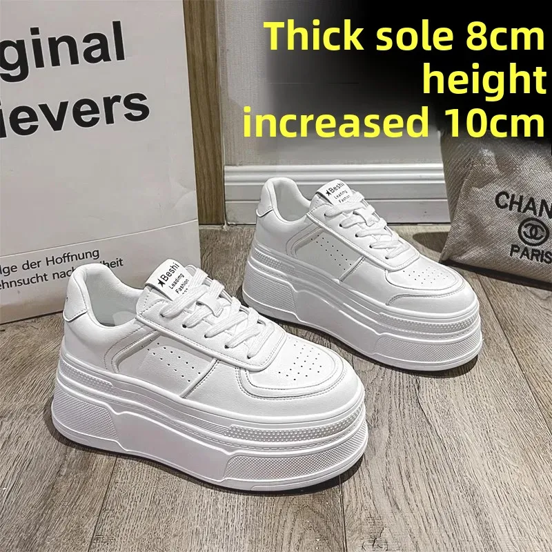 Women's Thick Bottom Platform Sneakers Sporty Casual Heightening Shoes High Waist Polyurethane Upgraded Version of Flatform