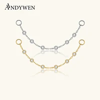 ANDYWEN 925 Sterling Silver Zircon CZ Chain Spare Parts Rock Punk Hoop Piercing Hoops Drop Earring Fine Jewelry Gift