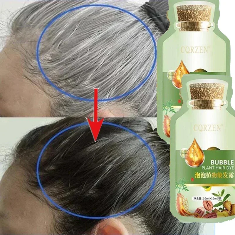 Gray Hair Dye Shampoo Natural Plant Bubble Hair Dye Gray White to Black Long Lasting Coloring Fashion Style Hair Care For Unisex
