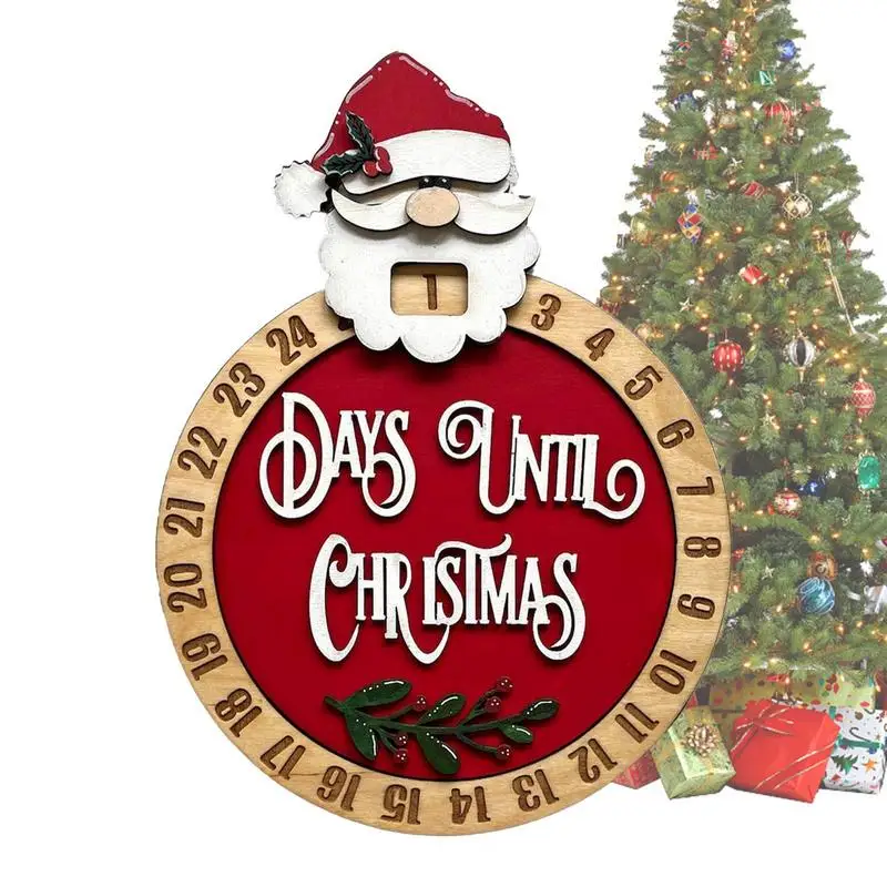 

Wooden Christmas Countdown Creative merry xmas Rotating Round Clock Shape Advent Calendar For Wall Window Door Decoration