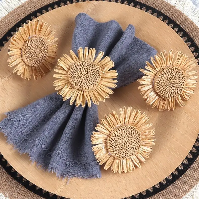 Pack Of 6 Delicate Sunflowers Napkin Rings Unique Sunflowers Napkin Rings Holders For Weddings And Parties