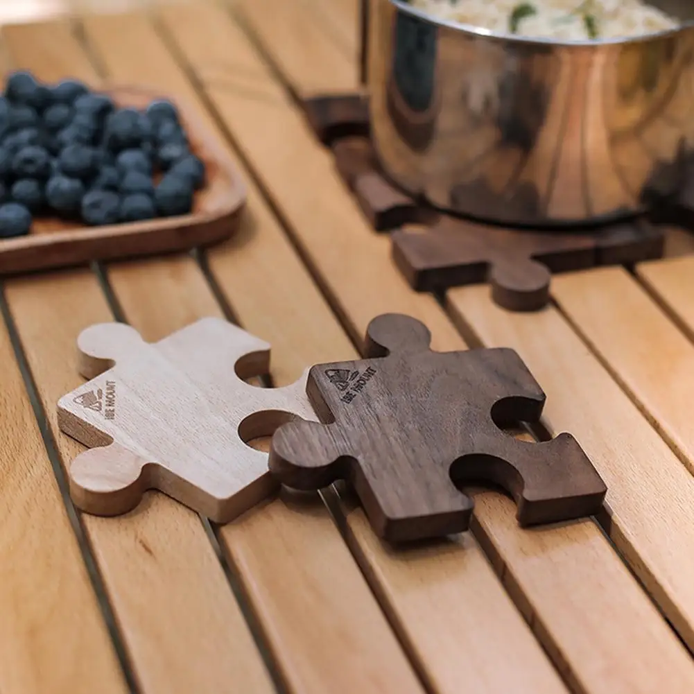 Brown Wood Puzzle Coaster Cup Pad Wood Coaster Puzzle Coaster -  Denmark