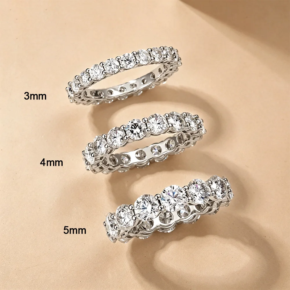 2/3/4/5mm Full Moissanite Eternity Ring for Women Engagement 925 Silver Rings Certified Lab Diamond Wedding Band Classic Jewelry 4