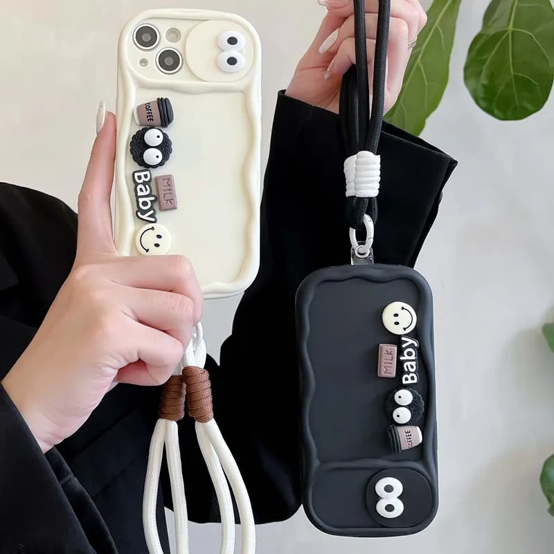 3d Coffee Pattern Protective Phone Case With Hand Strap For Iphone_voghion.com