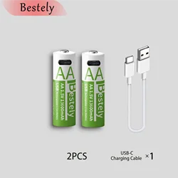High - Capacity Rechargeable USB Lithium AA Batteries with Fast Charging and USB - C Compatibility (2 pcs batteries)