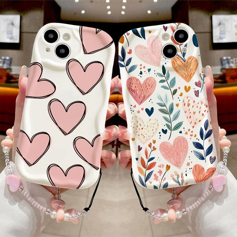 Elegant Heart Flower Chain Phone Case - Chic & Stylish Protection